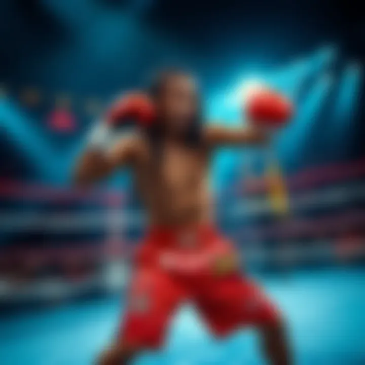 Waka fights fiercely in the ring, surrounded by cheering fans, showcasing Ashura vibes and intense energy.