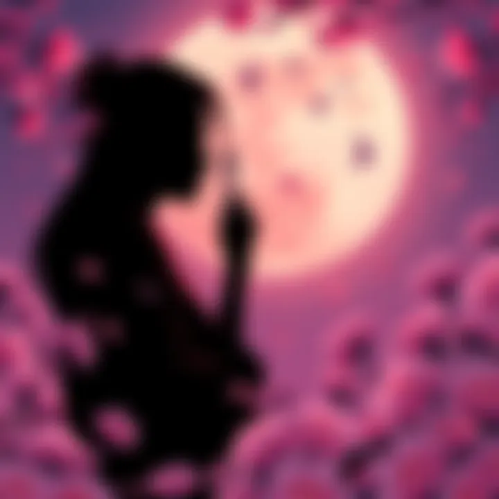 A tribute illustration of Wakana Yamazaki, featuring a silhouette of her as Nojiko and Scarlett surrounded by flowers.