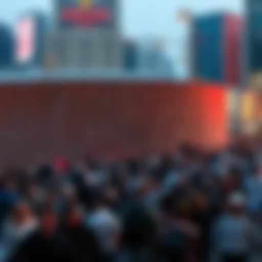 A sturdy wall safeguards a crowd of people in a busy urban area, ensuring their safety from external threats.