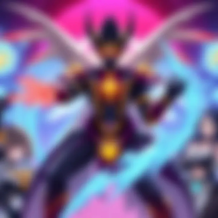 Warcury Transformation Illustration of Warcury in full form, showcasing his new look and features, with elements representing the Goresei characters around him.