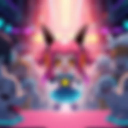 Watame appears in a playful glitch during her respawn, surrounded by colorful digital effects and cheerful expressions from her audience.