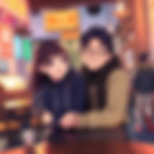 Watame and Haachama smiling together at a cafe during their date