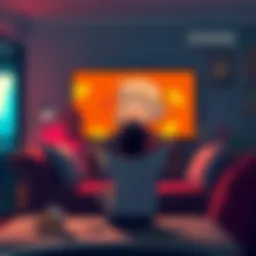 Watching Japanese Media Without Subtitles A person sitting on a couch, frustrated while watching a Japanese show without subtitles on the screen, surrounded by snacks and a remote control.