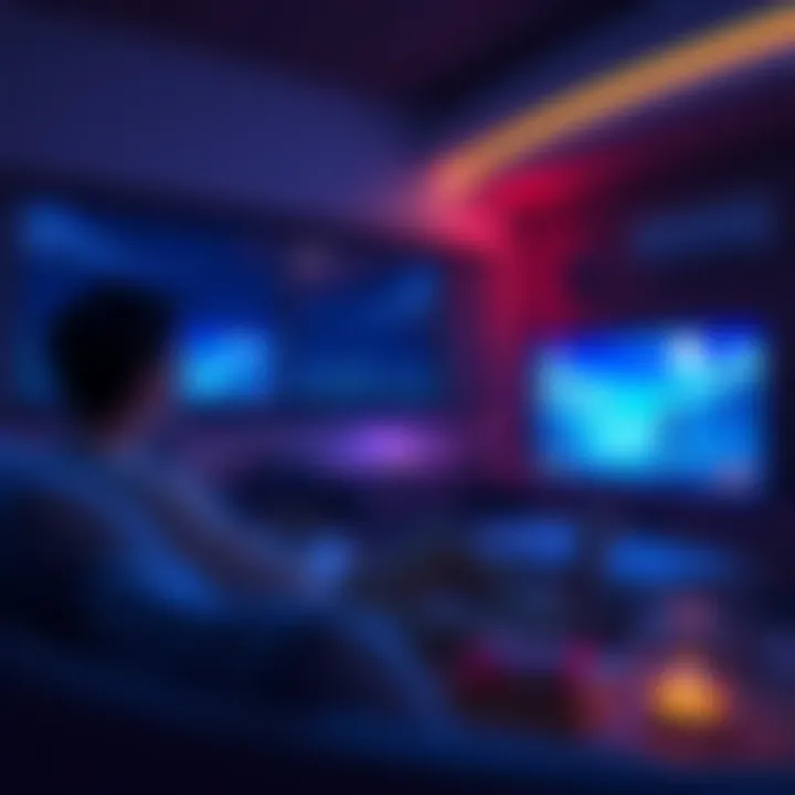 Person watching slow burn anime A person sitting comfortably on a couch, focused on watching a slow burn anime on a large screen, with snacks and a cozy atmosphere around them.