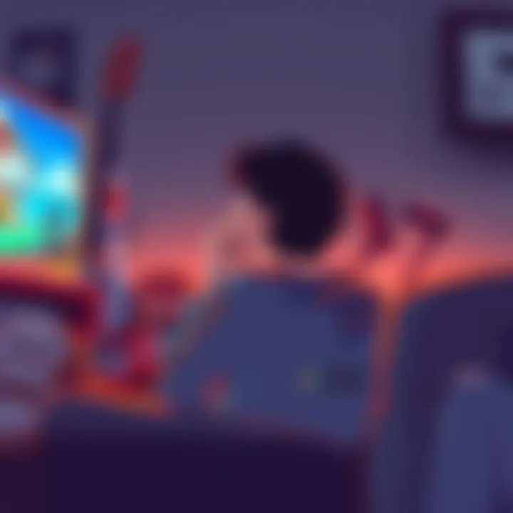 A fan sitting in front of a TV, watching One Piece with a thoughtful expression, surrounded by One Piece merchandise.