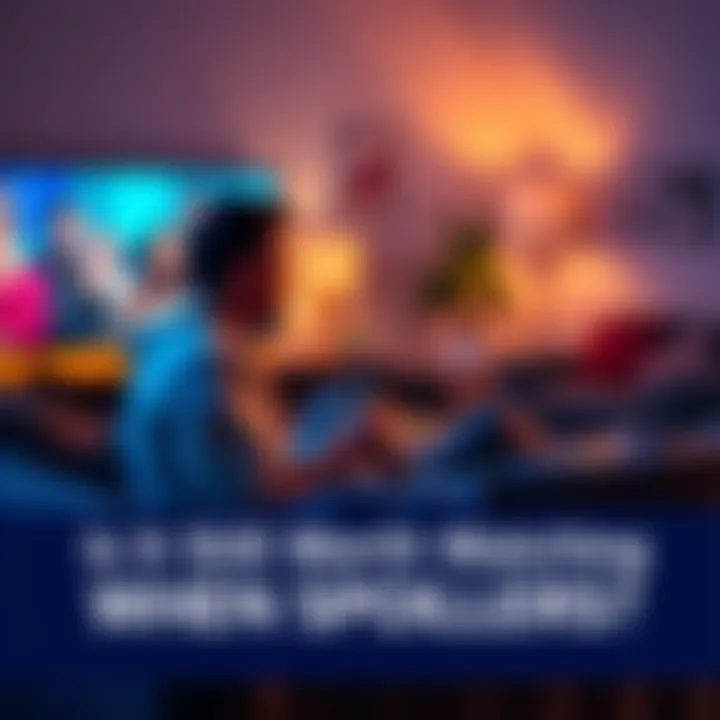 A person sitting on a couch, looking at a TV screen with a focused expression while holding a remote, surrounded by snacks, showing interest despite knowing spoilers