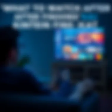 A person sitting on a couch holding a remote, looking at a television screen with show options displayed, contemplating what to watch next after finishing Kai.