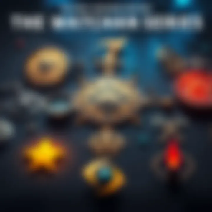 A collection of symbols featured in the Watchman Series, representing various themes and ideas.