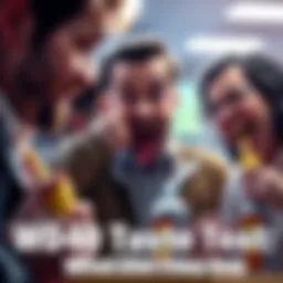 A group of people making funny faces while trying WD-40 during a taste test