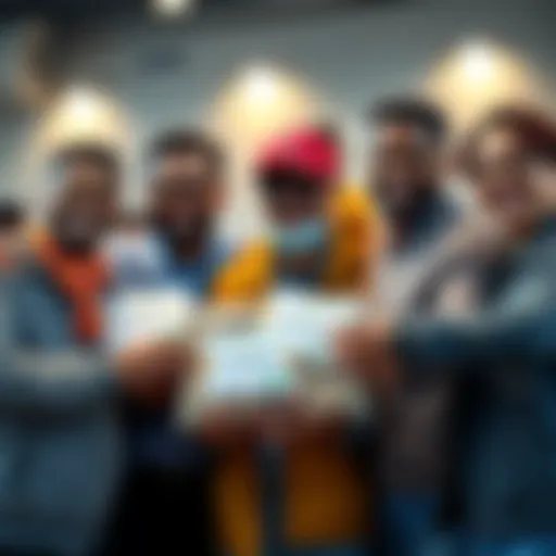 A group of rich individuals smiling while giving donations to people in need, showcasing their kindness and philanthropy.