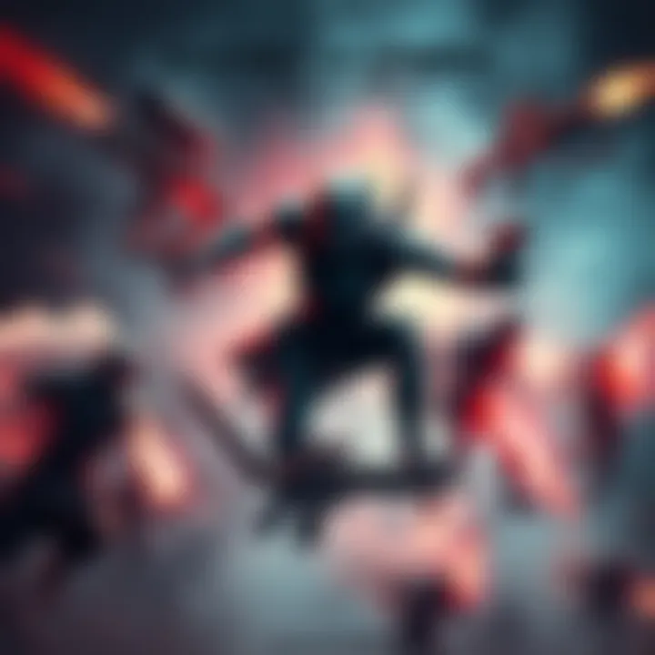 A dynamic scene showcasing various weapon hybrids demonstrating their unique powers and abilities, surrounded by an aura of intrigue and mystery.