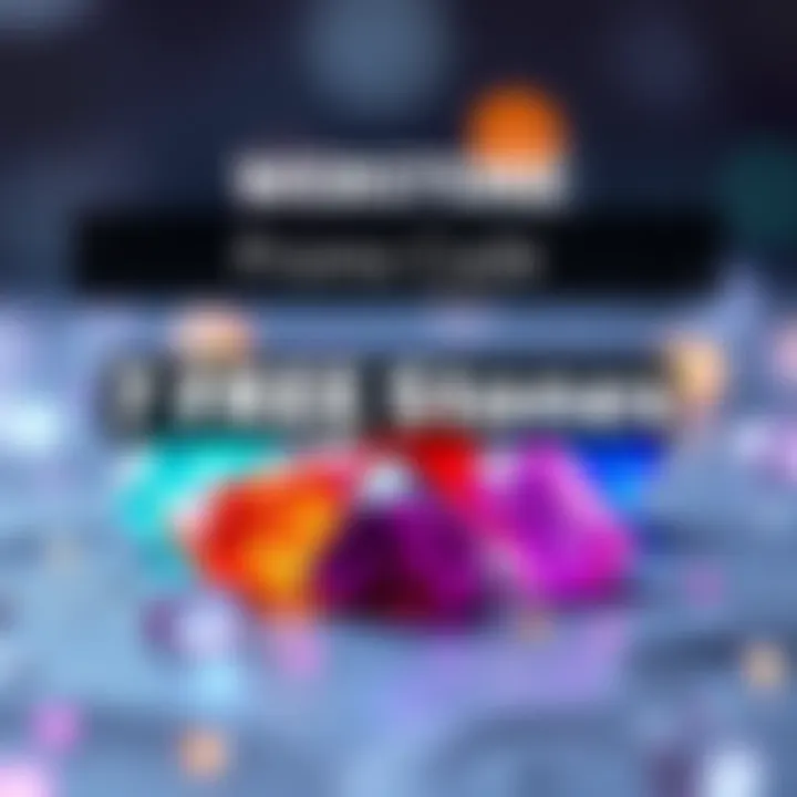 Graphic showing seven colorful stones with the WEBSTORE promo code text on it