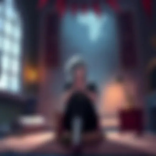 Weiss sitting in a room with a thoughtful expression, surrounded by scrolls and maps, planning her next move while Ruby is away.