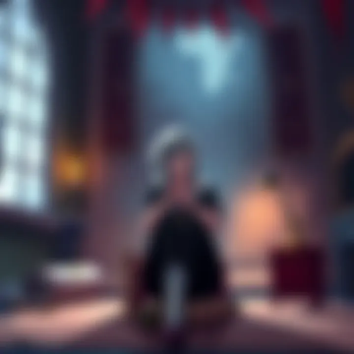 Weiss sitting in a room with a thoughtful expression, surrounded by scrolls and maps, planning her next move while Ruby is away.