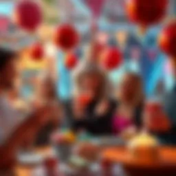 A festive scene showing people enjoying Weiss' Birthday with decorations and special treats.