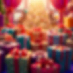 A colorful display of gift boxes with ribbons and decorations for Weiss Wednesday