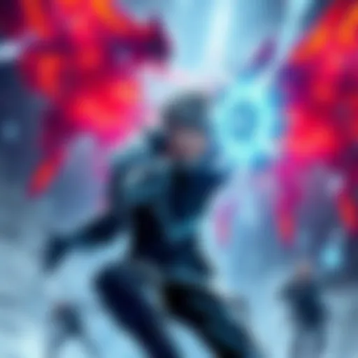Weisz in Edens Zero activating his Ether Gear to reshape technology during a battle against mechanical foes.
