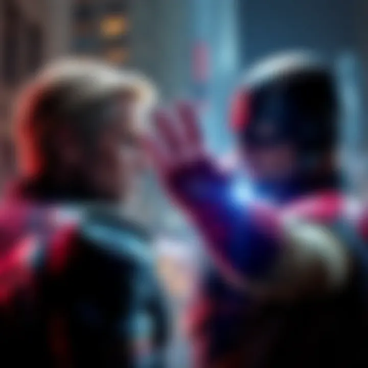 Albert Wesker and Steve Rogers prepare for a battle, showcasing their distinct powers and fighting stances.