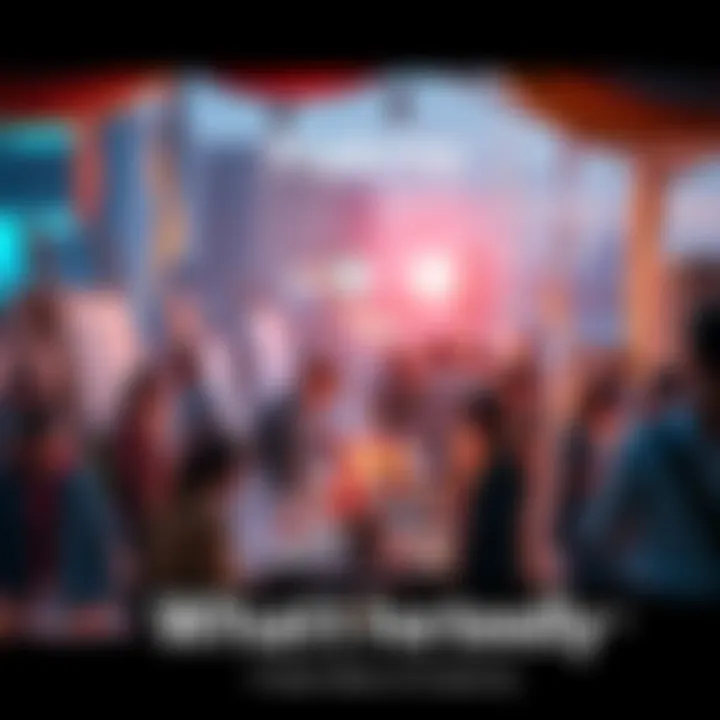 A vibrant community gathering showcasing art and creativity with people collaborating on projects