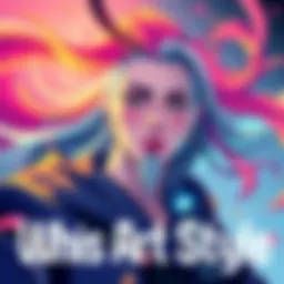 A colorful illustration of Whis, showcasing his unique and captivating art style with flowing lines and vibrant colors.