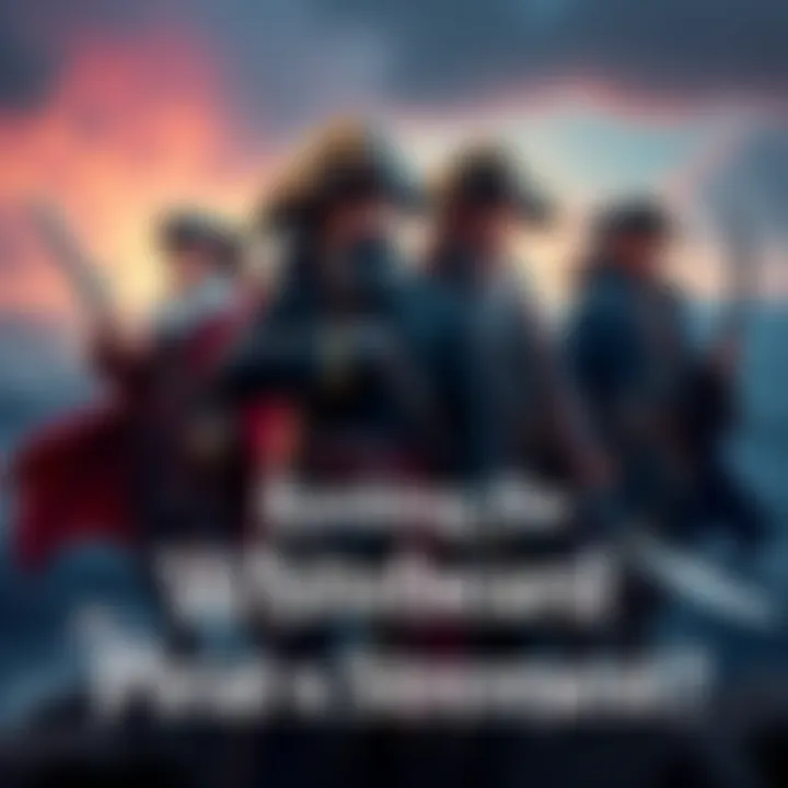 Whitebeard Pirates Commanders Four commanders of the Whitebeard Pirates standing together, each showcasing their unique styles and strengths, set against a dramatic ocean backdrop.