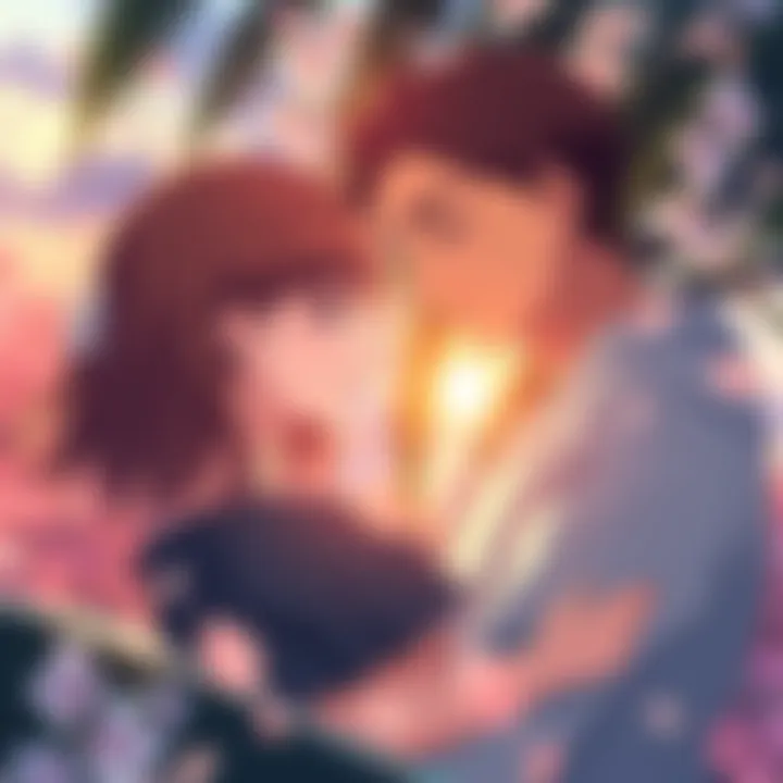 A scene depicting a couple enjoying a peaceful moment together, surrounded by nature, reflecting warmth and love.