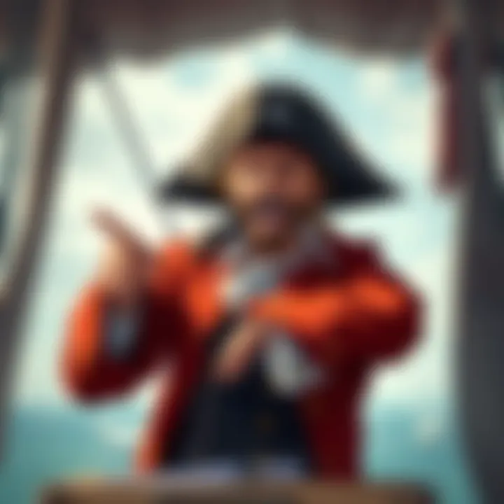 A humorous meme featuring Willem Dafoe dressed as a pirate, laughing and pointing at the concept of separating politics from entertainment in anime.