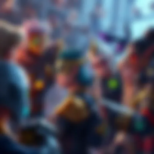 A group of diverse game characters strategizing for a league battle, showcasing teamwork and tactics for success.