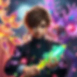 Character from Witch Craft Works A vibrant scene featuring a main character from Witch Craft Works surrounded by magical elements and colorful backgrounds.