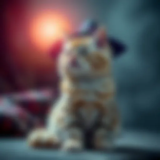 A charming cat with a mystical appearance, sitting gracefully with a playful expression.
