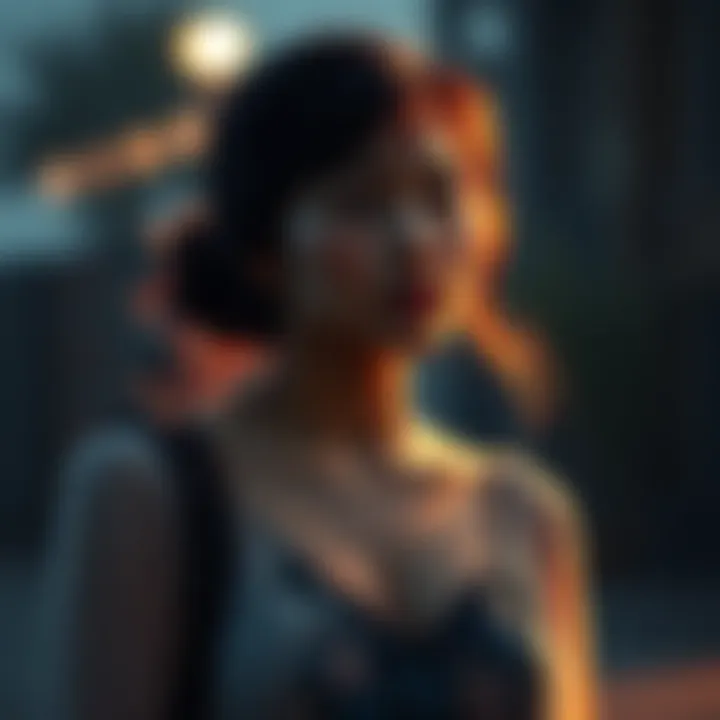 A woman stands alone, tears streaming down her face as she bids farewell to a loved one, reflecting on the end of a relationship.