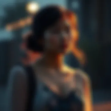 Woman in Tears at Goodbye A woman stands alone, tears streaming down her face as she bids farewell to a loved one, reflecting on the end of a relationship.