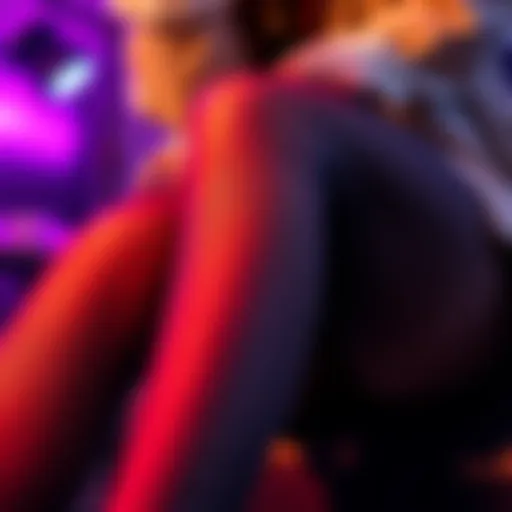 Close-up of a woman’s legs in stylish lace tights paired with a trendy outfit