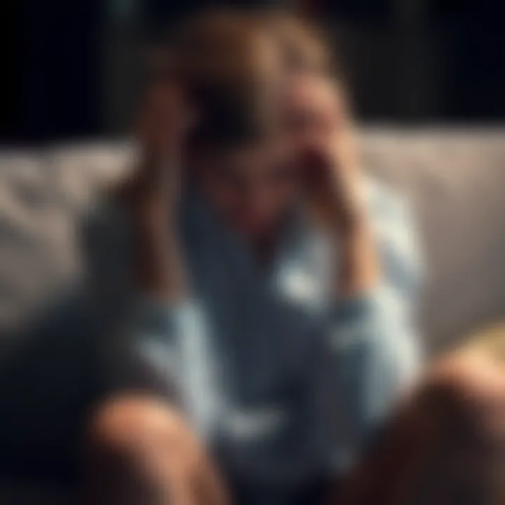 A woman sitting with her head in her hands, showing a look of fatigue and overwhelm