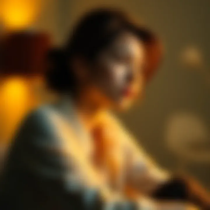 A woman sitting quietly, lost in her thoughts, reflecting on life and relationships, with a serene expression on her face.