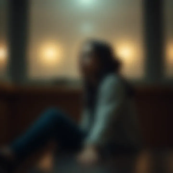 A woman sitting alone, deep in thought, contemplating her feelings about the support for the regime that caused her pain.