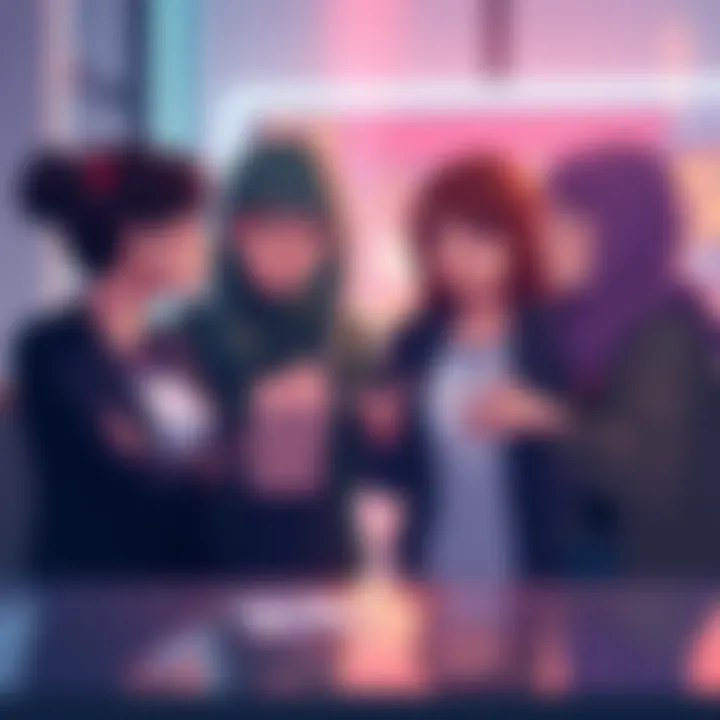 Women Discuss Minato Group of women sharing their thoughts on the character Minato in a lively discussion