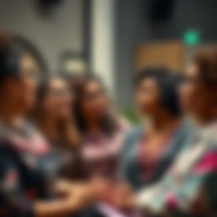 A diverse group of women engaged in a discussion, sharing ideas and expressing their perspectives.