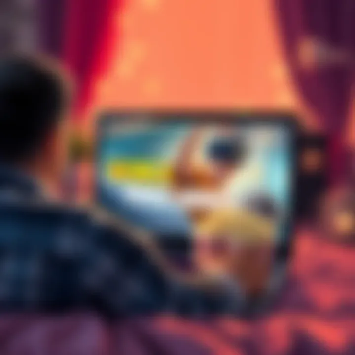 A person watching the World Heroes movie in English Dub on a laptop with popcorn and a cozy setup