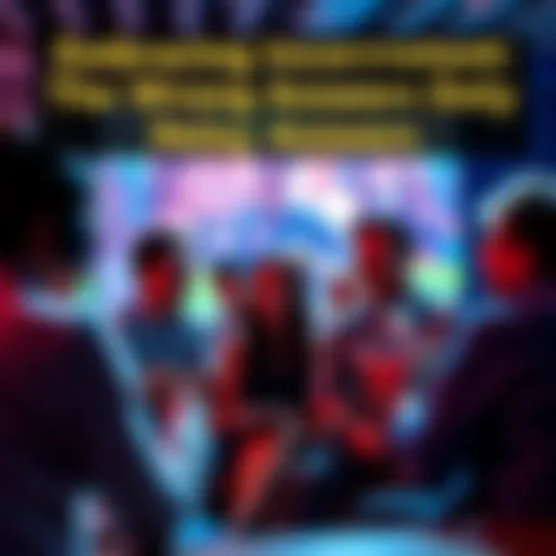 A group of individuals laughing and discussing creative wrong answers to prompts on social media