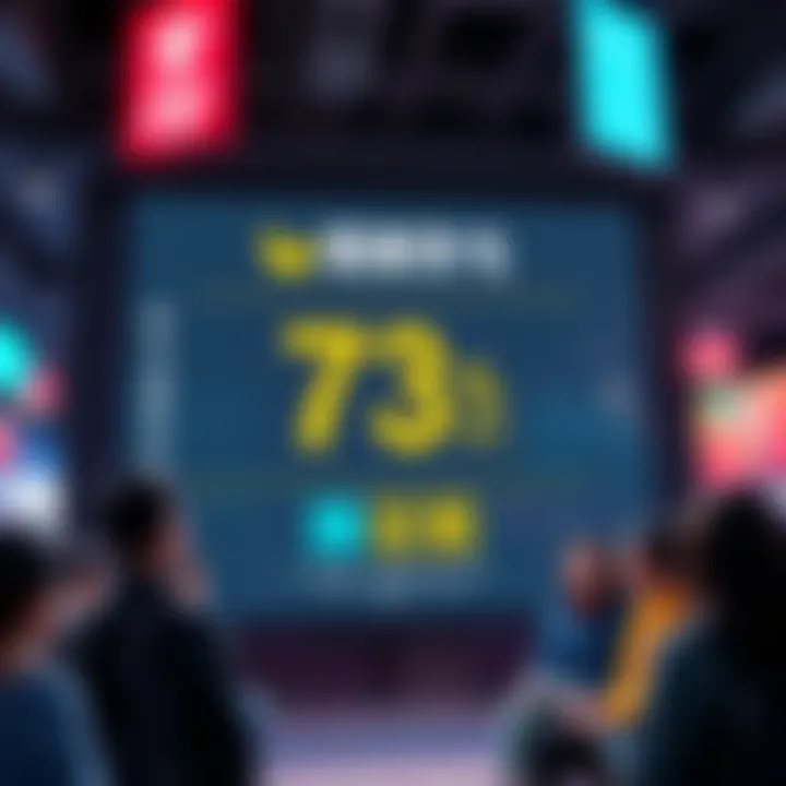 Wuji Vote Display A digital display showing Wuji's 73% vote with concerned people discussing reading skills and slander.