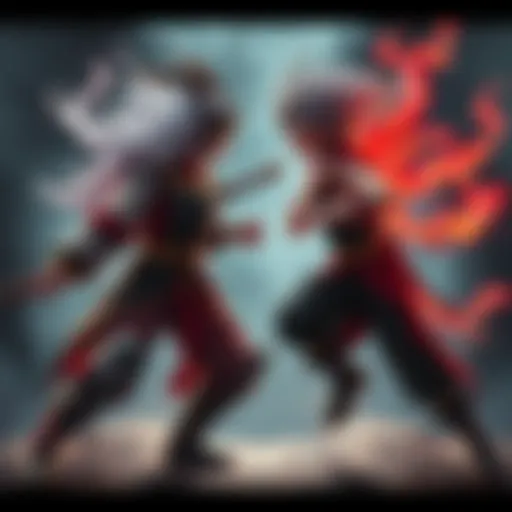 Xebec and Kaido face off in an intense battle stance, showcasing their unique fighting styles.