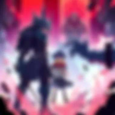 Xebec stands ready for battle against Pre-Awakening Kid and Law, with a Yonko observing from the background, showcasing the tension of the upcoming fight.
