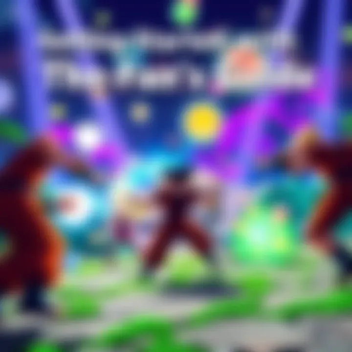 A vibrant scene from Xenoverse showing characters in action, battling with energy blasts in a colorful environment