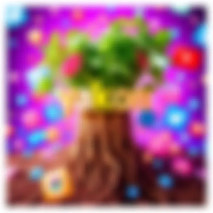 A vibrant display of Yakon roots alongside social media icons, symbolizing its rising popularity.