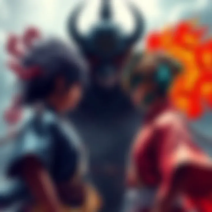 Yamahoe and Ace stand opposite each other, ready to battle, with Kaido's ominous presence in the background