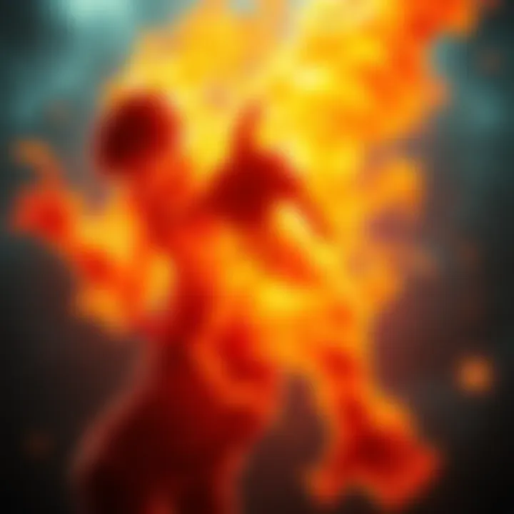 Visual representation of Yamamoto's Bankai with flames reaching 15 million degrees, surrounded by a fiery aura and cosmic elements.