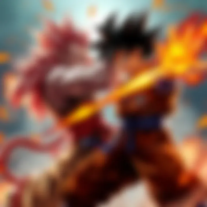 Yamamoto clashes with GT Goku in an intense fight scene, showcasing their unique powers and fighting styles.