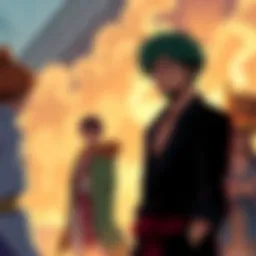 Yamato stands confidently, evaluating Zoro and Sanji as they train to enhance their abilities.
