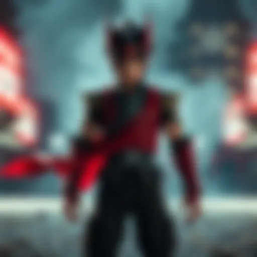Yamato Preparing for Battle Yamato stands confidently in a fighting stance, ready to face the lead performers in a dramatic showdown, showcasing determination and strength.